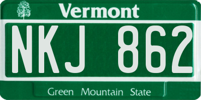 VT license plate NKJ862