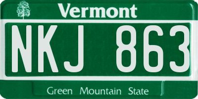 VT license plate NKJ863