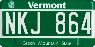 VT license plate NKJ864