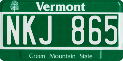 VT license plate NKJ865