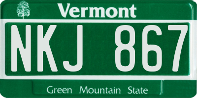 VT license plate NKJ867