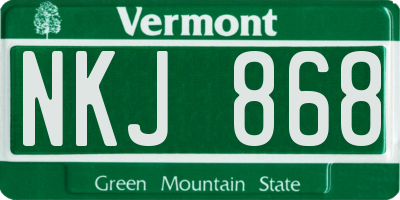 VT license plate NKJ868