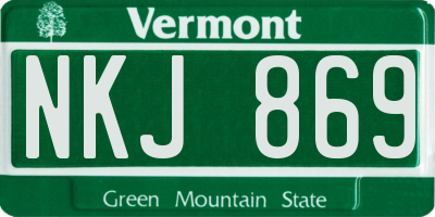 VT license plate NKJ869