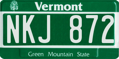 VT license plate NKJ872
