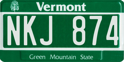 VT license plate NKJ874