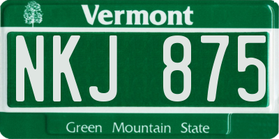VT license plate NKJ875