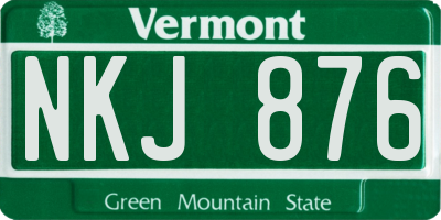 VT license plate NKJ876