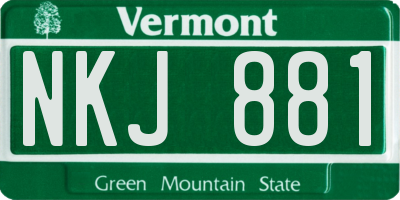 VT license plate NKJ881