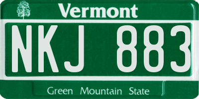 VT license plate NKJ883