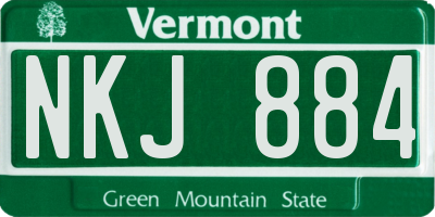VT license plate NKJ884