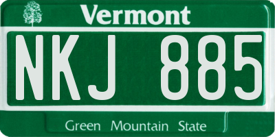 VT license plate NKJ885
