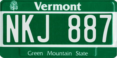VT license plate NKJ887