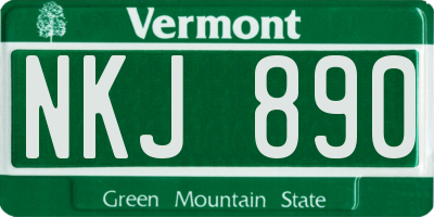 VT license plate NKJ890