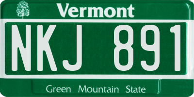 VT license plate NKJ891