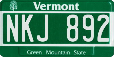 VT license plate NKJ892