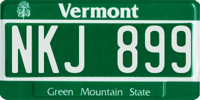 VT license plate NKJ899