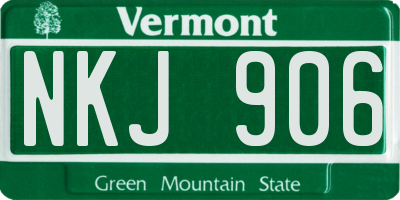 VT license plate NKJ906