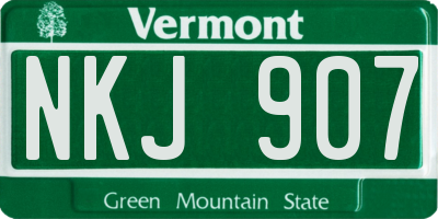 VT license plate NKJ907