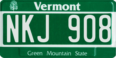 VT license plate NKJ908