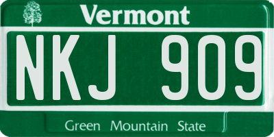 VT license plate NKJ909