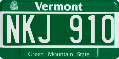 VT license plate NKJ910