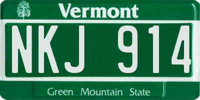 VT license plate NKJ914