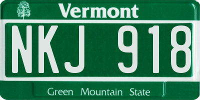 VT license plate NKJ918