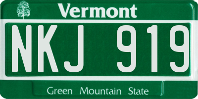 VT license plate NKJ919