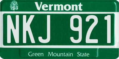 VT license plate NKJ921