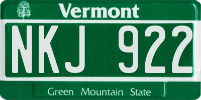 VT license plate NKJ922