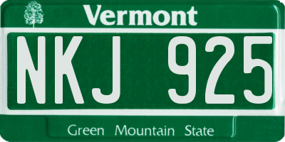 VT license plate NKJ925