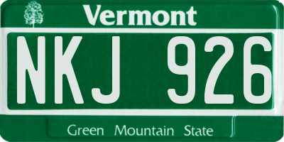 VT license plate NKJ926