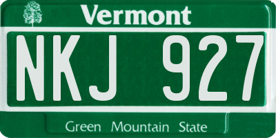 VT license plate NKJ927