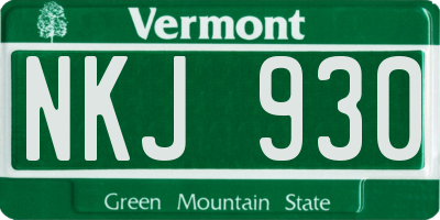 VT license plate NKJ930