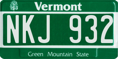 VT license plate NKJ932
