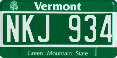 VT license plate NKJ934