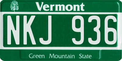 VT license plate NKJ936
