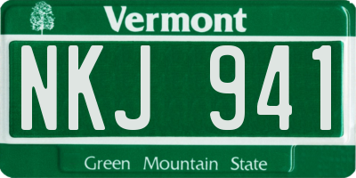VT license plate NKJ941