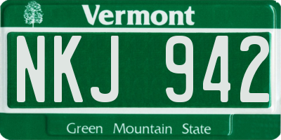 VT license plate NKJ942