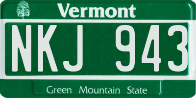VT license plate NKJ943