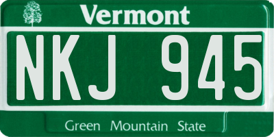 VT license plate NKJ945
