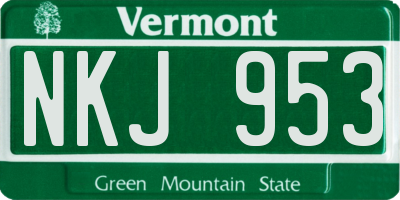 VT license plate NKJ953