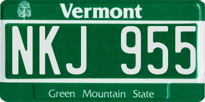 VT license plate NKJ955