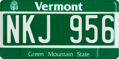 VT license plate NKJ956