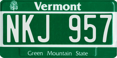 VT license plate NKJ957