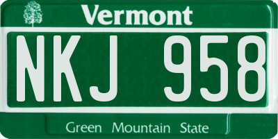 VT license plate NKJ958