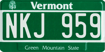 VT license plate NKJ959