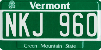 VT license plate NKJ960