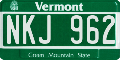VT license plate NKJ962