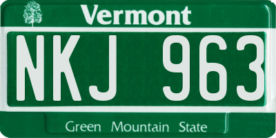 VT license plate NKJ963